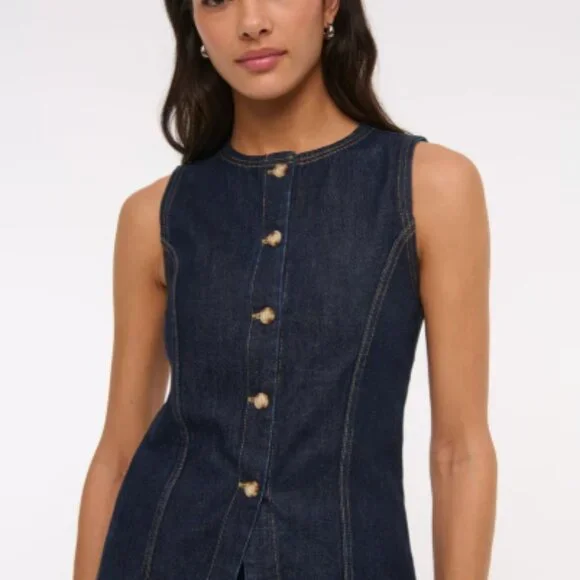 NWT Abercrombie Denim Vest - S - Dark Denim - Picture 9 of 11